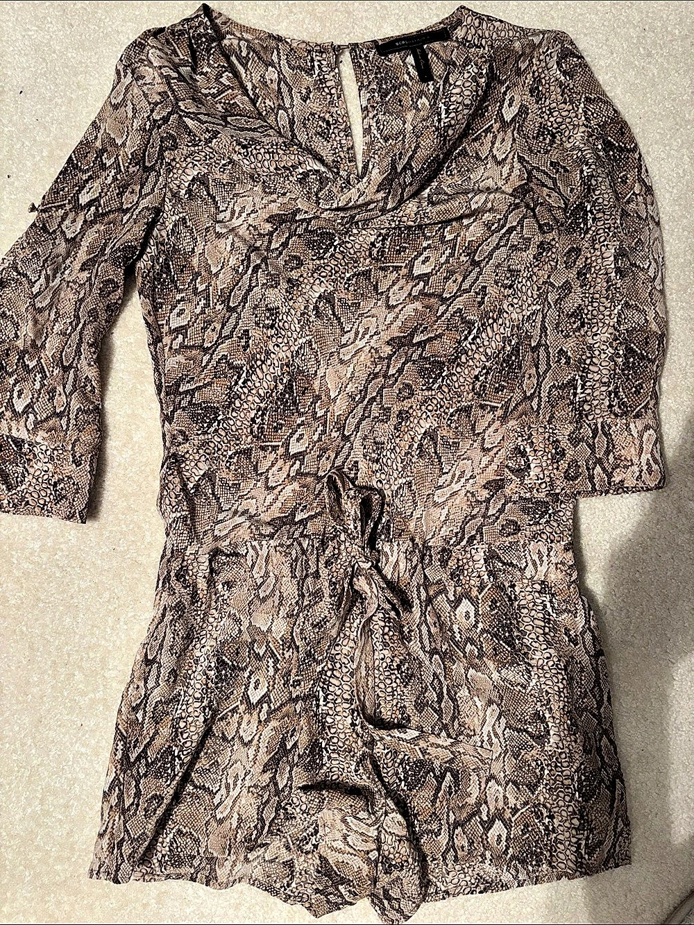 BCBGMAXAZRIA Snake Print romper in Brown & Black